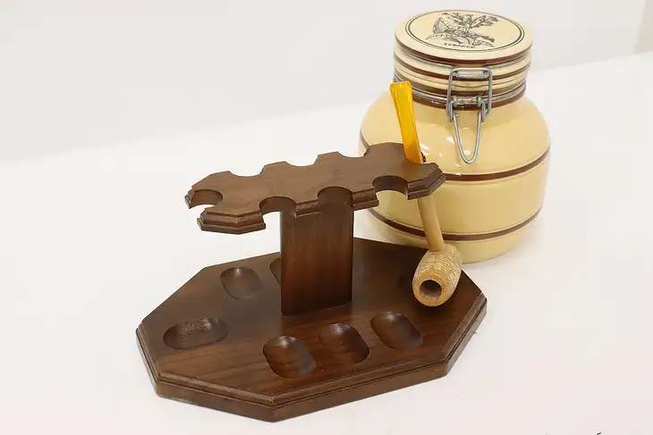 Walnut Vintage Tobacco Smoking Pipe Stand #45779