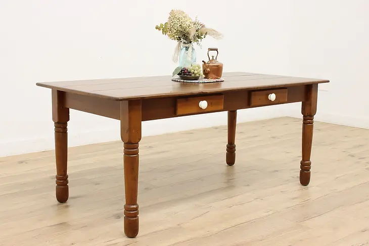Farmhouse Pine Antique Harvest Dining Conference Table #45835
