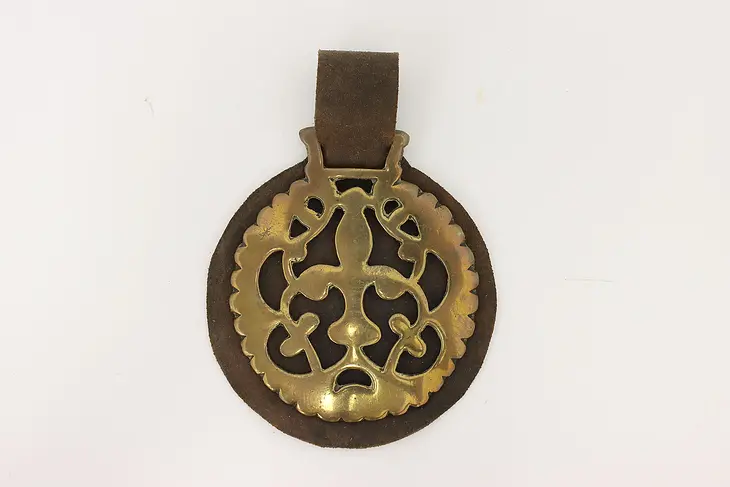 Horse Antique Brass Harness Medallion, Leather #45911