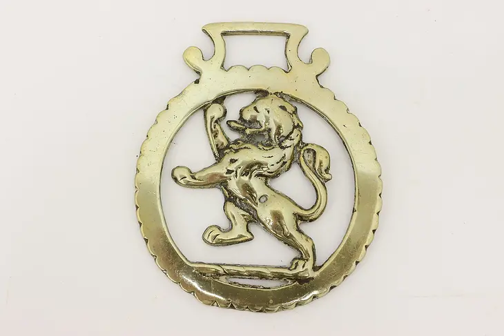 Horse Vintage Brass Harness Medallion, Lion #45917