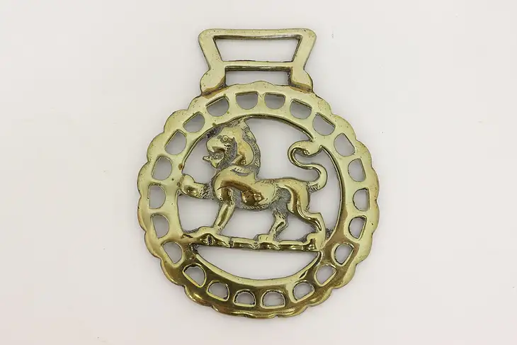 Horse Antique Brass Harness Medallion, Lion #45886