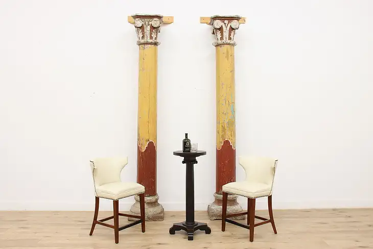 Pair of Antique 1700s Architectural Salvage 9' 3" Columns #45637