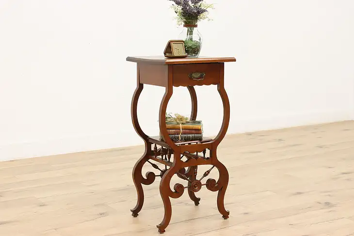 Victorian Antique Nightstand, Plant Stand Sculpture Pedestal #36538