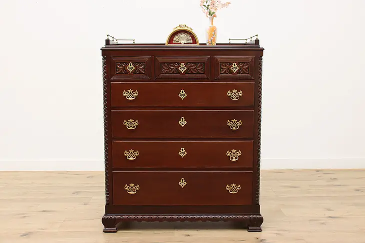 Victorian Antique Mahogany Highboy, Tall Chest, or Dresser #34750