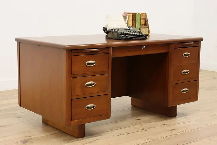 Midcentury Modern 60s Vintage Walnut Office Desk File Drawer #45744
