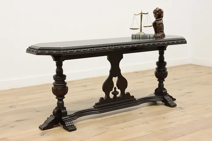 English Tudor Antique Mahogany Sofa or Hall Table, Spencer #45818