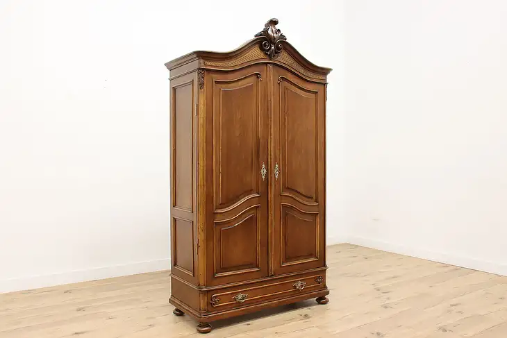 French Louis XIV Antique Walnut Armoire, Wardrobe, or Closet #45941