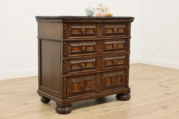 Italian Renaissance Antique 18th Century Oak Dresser, Chest #38385