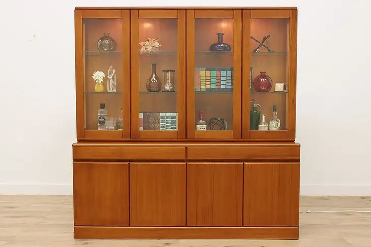 Midcentury Modern Vintage Danish Teak China Cabinet Sanneman #46225