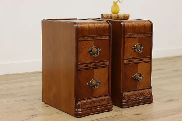 Pair of Art Deco Vintage Waterfall Nightstands Bakelite #45185