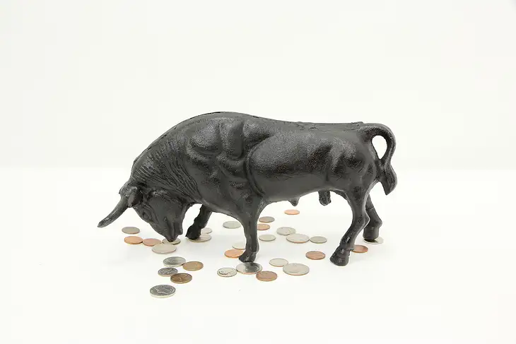 Farmhouse Antique Cast Iron Bull Coin Bank #45334