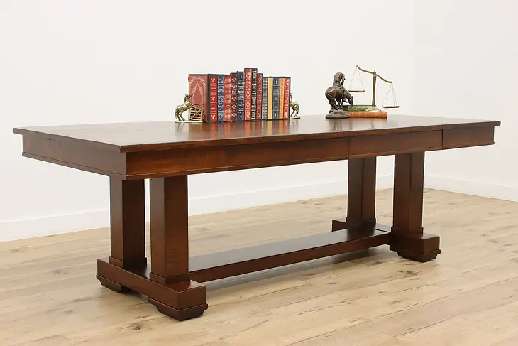 Arts & Crafts Mission Oak Antique 8' Desk or Library Table #45802