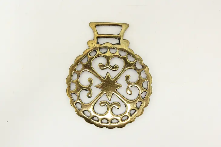 Horse Vintage Brass Harness Medallion, Star #45432