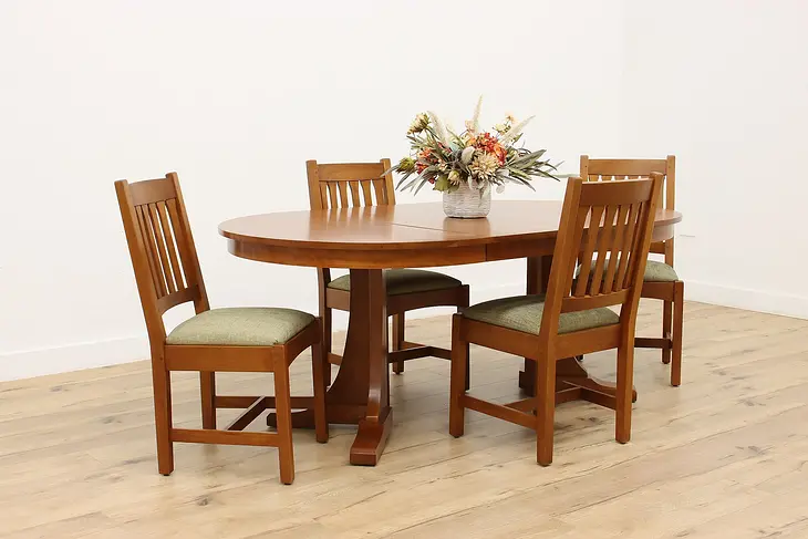 Stickley Cherry 1999 Arts & Crafts Dining Set Table 4 Chairs #46423