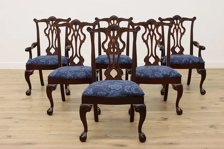 Set of 6 Vintage Georgian Mahogany Dining Chairs Thomasville #46429