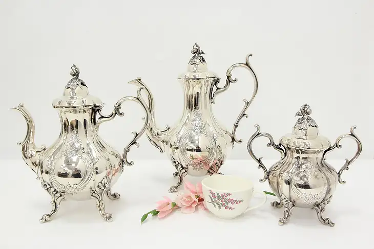 Winthrop Silverplate 3 pc Tea & Coffee Set, Reed & Barton #44918