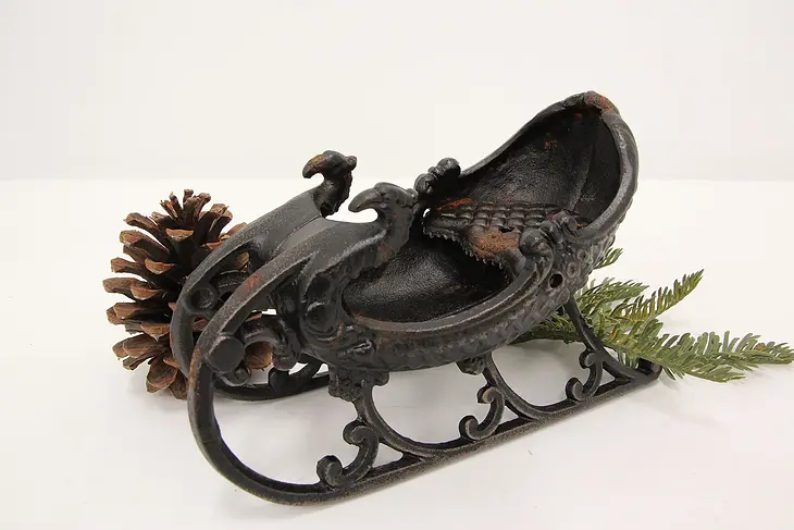 Victorian Antique Cast Iron Sleigh Toy or Sculpture, Eagles #46157