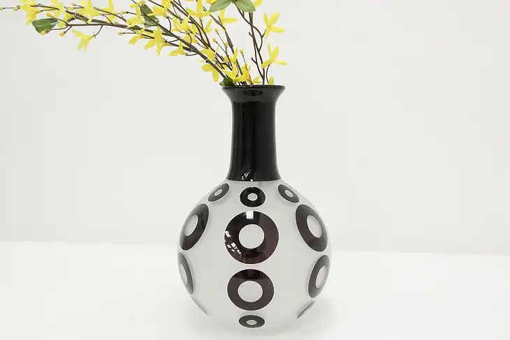 Frosted & Black Vintage Art Glass Vase, 2008 Eouir #46182