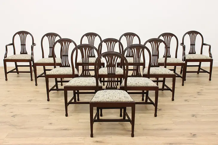 Set of 12 Georgian Design Antique Mahogany Dining Chairs #45960