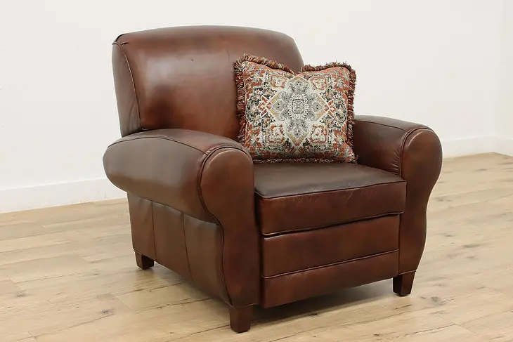 Traditional Leather Vintage Reclining Armchair, Norwalk #45203