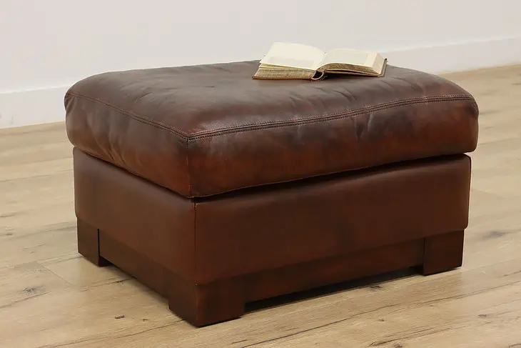 Leather Vintage Traditional Ottoman or Small Bench #46074