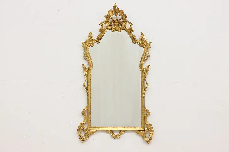 Italian Renaissance Vintage Carved Gilt Wall Hanging Mirror #45365