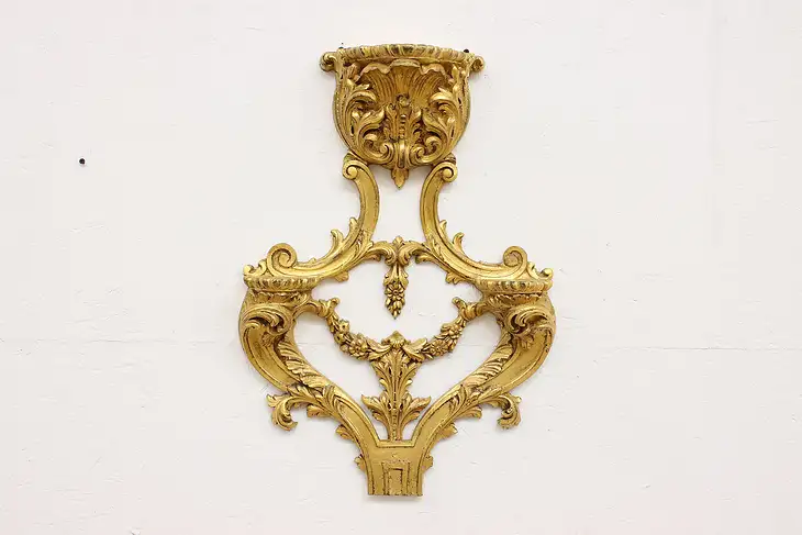 Italian Antique Carved Gilt Wall 3 Shelf Bracket, Flowers #46161