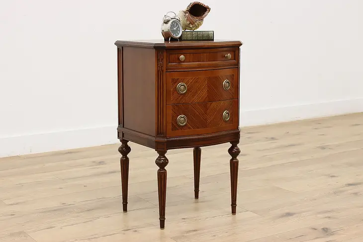 French Design Antique Walnut & Rosewood Nightstand End Table #46442