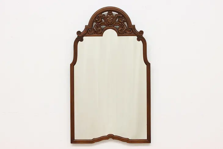 French Design Antique Solid Walnut Wall Hanging Mirror #46444