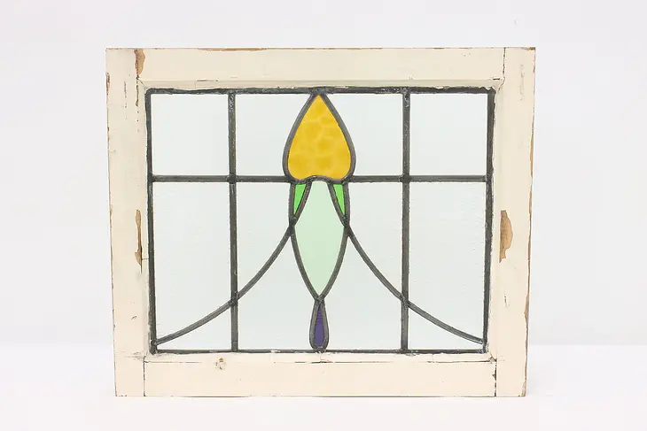 Arts & Crafts Antique Arch Salvage 20" Stained Glass Window #45993