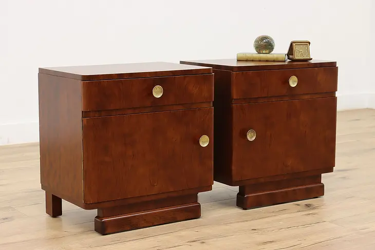 Pair of Art Deco Vintage Rosewood Nightstands End Tables #45786