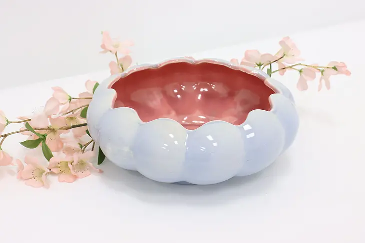 Shell Shape Vintage Blue & Pink Pottery Bowl, Redwing #46189