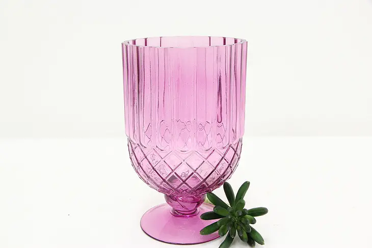 Amethyst Glass Vintage Footed Vase or Centerpiece #46192
