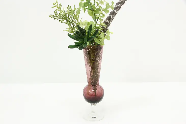 Blown Purple Glass Vintage Textured Flower Vase #46195
