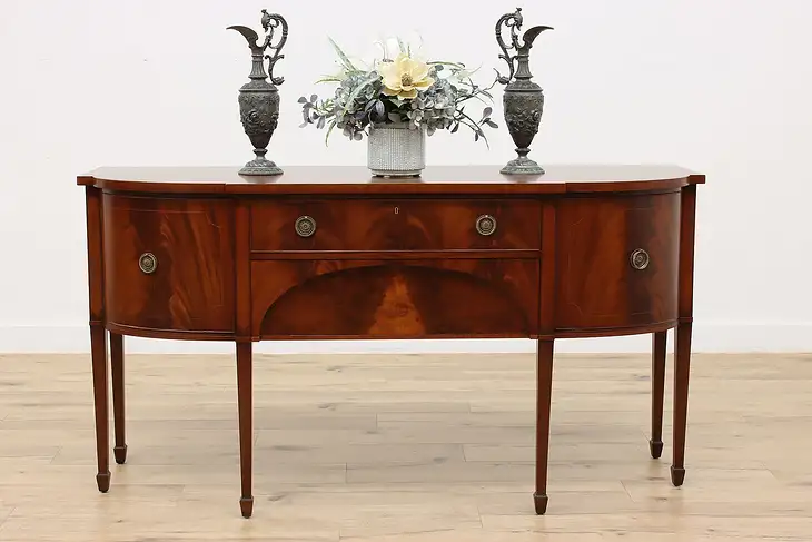 English Hepplewhite Antique Mahogany Sideboard Server Buffet #45931