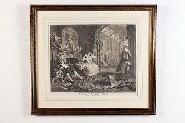 Marriage à la Mode Antique Plate 2 Engraving Hogarth 25.5" #46536