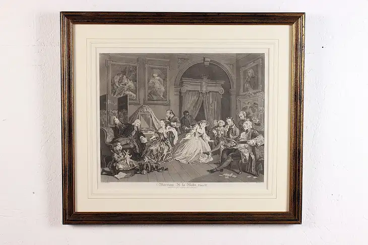 Marriage à la Mode Antique Plate 4 Engraving Hogarth 25.5" #46538