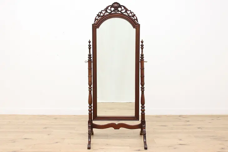 Victorian Vintage Mahogany Swivel Cheval Dressing Mirror #46528