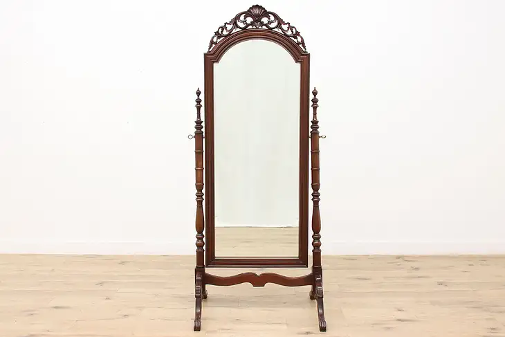 Victorian Vintage Mahogany Swivel Cheval Dressing Mirror #46528