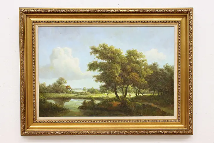 Countryside Path Vintage Original Oil Painting Bernard 45.5" #45748