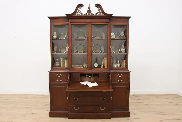 Georgian Mahogany Vintage Breakfront China Cabinet, Grand #46485