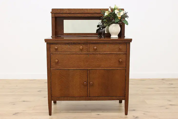 Mission Oak Antique Sideboard, Server, Bar, Mirror Gallery #46703