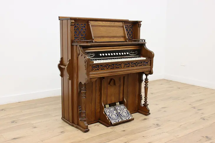 Victorian Antique Oak Reed Pump Organ, Lyon & Healy #46226