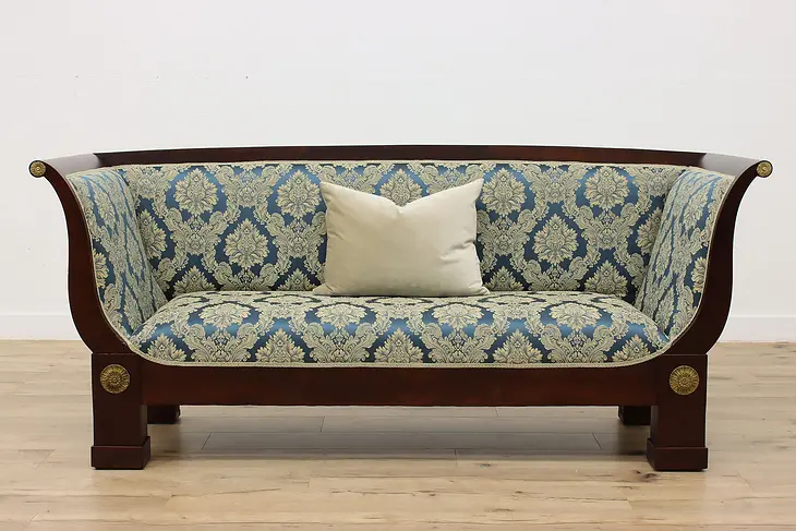 Empire Antique 1840s Swedish Mahogany Sofa, New Upholstery #46133