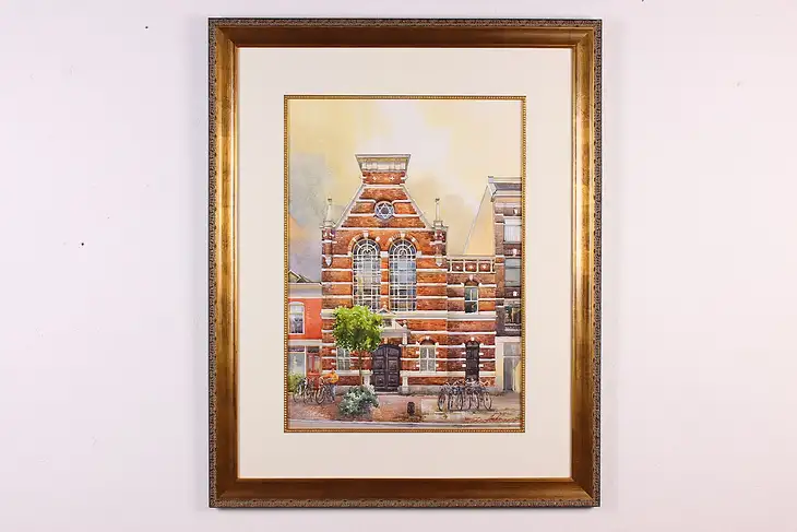 Amsterdam Synagogue Original Vintage Watercolor Achkasov 40" #45528