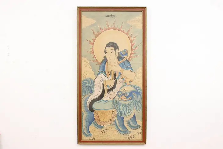 Chinese Guanyin Original Antique Watercolor Painting 57" #46211