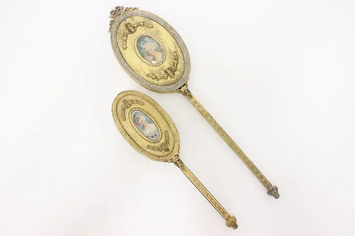 Gold Plated Antique Vanity Brush & Mirror Set, Apollo #46775