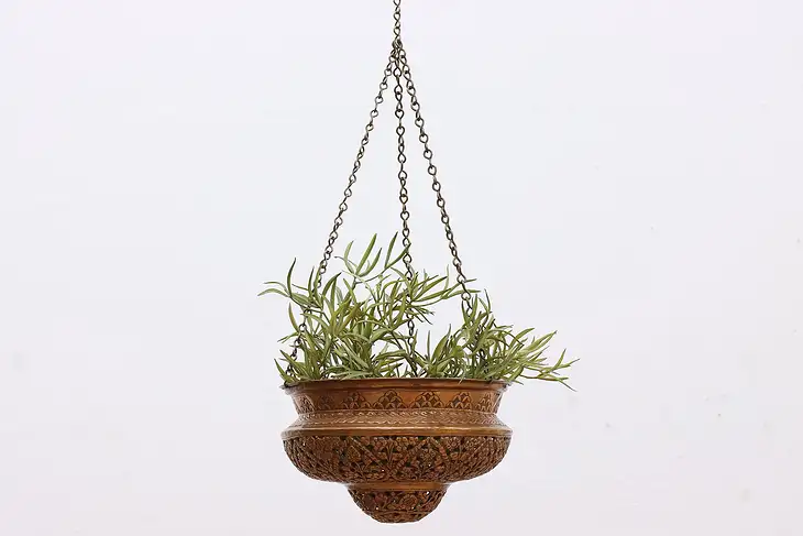 Copper Vintage Hanging Planter, Light or Incense Burner #46882