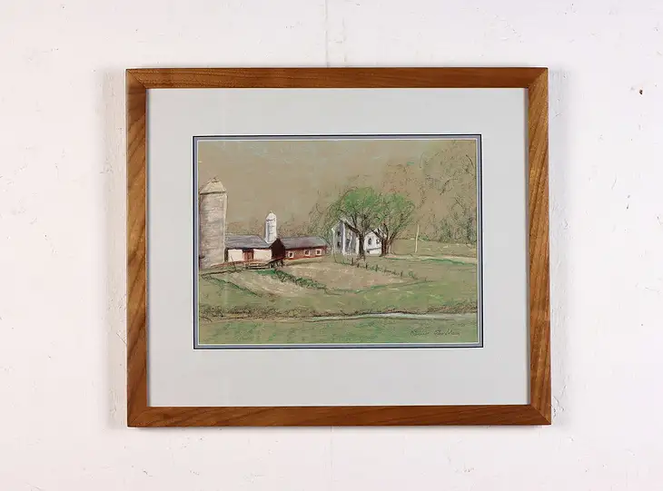 Kewaskum WI Farm Vintage Original Oil Pastel, Bodden 19.5" #46887