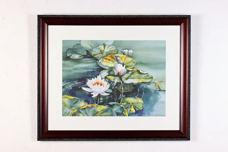 Water Lilies & Turtle Vintage Art Print, Standford Cox 30" #45482